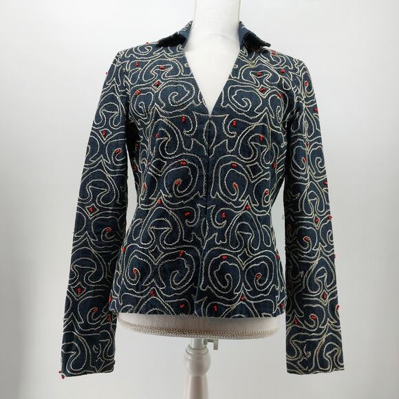 Anne Klein Jackets & Blazers - Anne Klein women's Denim Beaded Jean Jacket Size 8